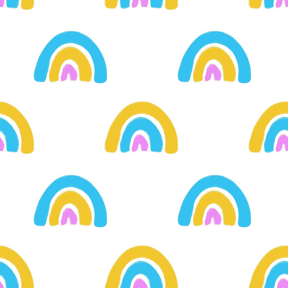 Seamless pattern with cartoon little rainbows vector