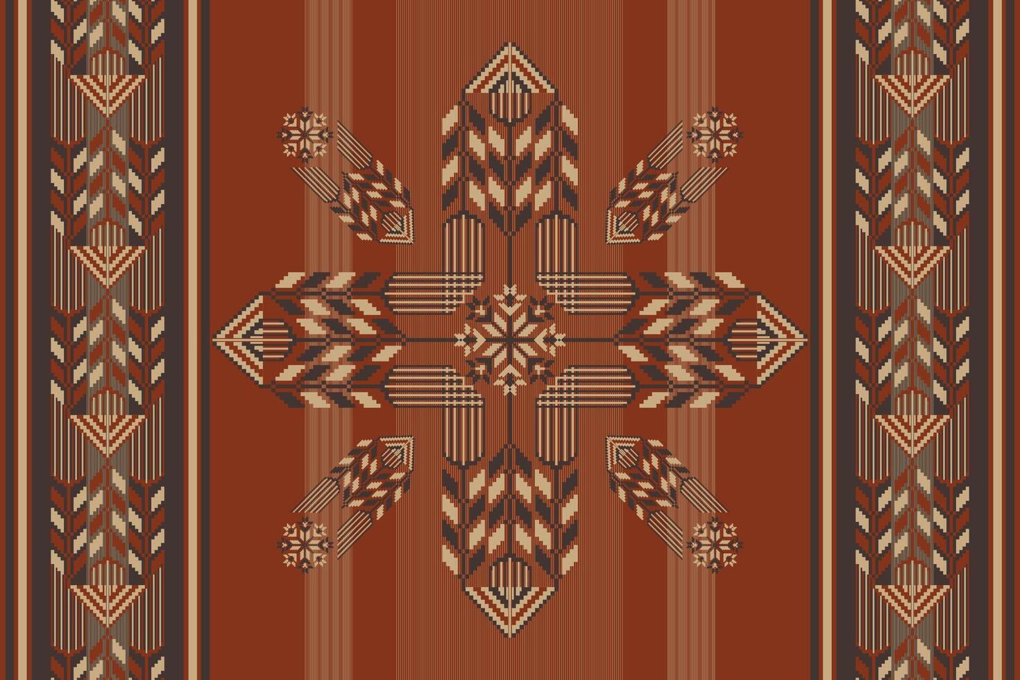 Ethnic geometric embroidery floral stripes pattern. Embroidery folk geometric floral stripes seamless pattern. Ethnic geometric pattern use for fabric, textile, home decoration elements, etc. vector