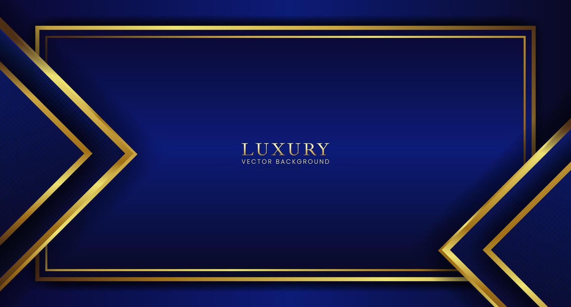 luxury abstract background, dark blue metal with gold border suitable for premium presentations, awards, formal invitations. vector