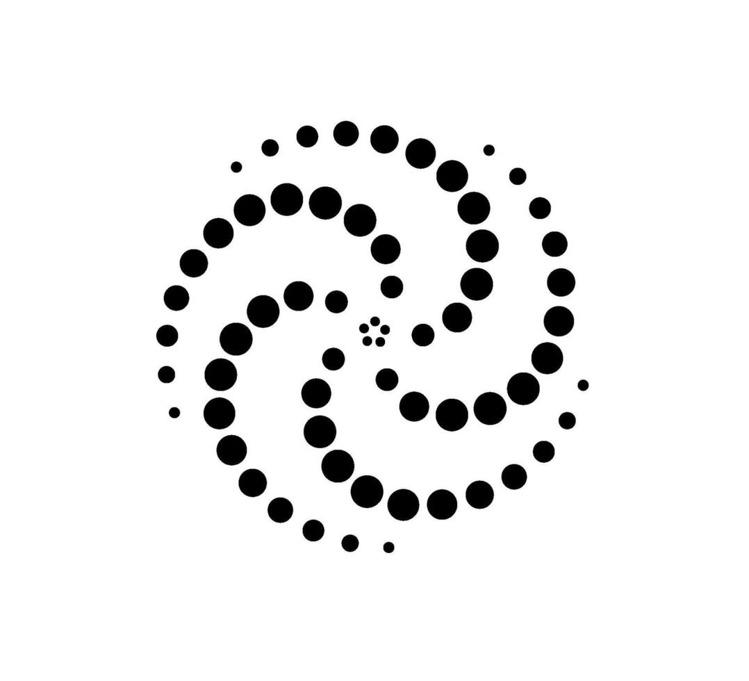 Dotted gradient round spiral icon. Halftone effect vortex circle shape with dotted pattern. Progress round loader. Half tone abstract circle. Vector illustration isolated on the white background