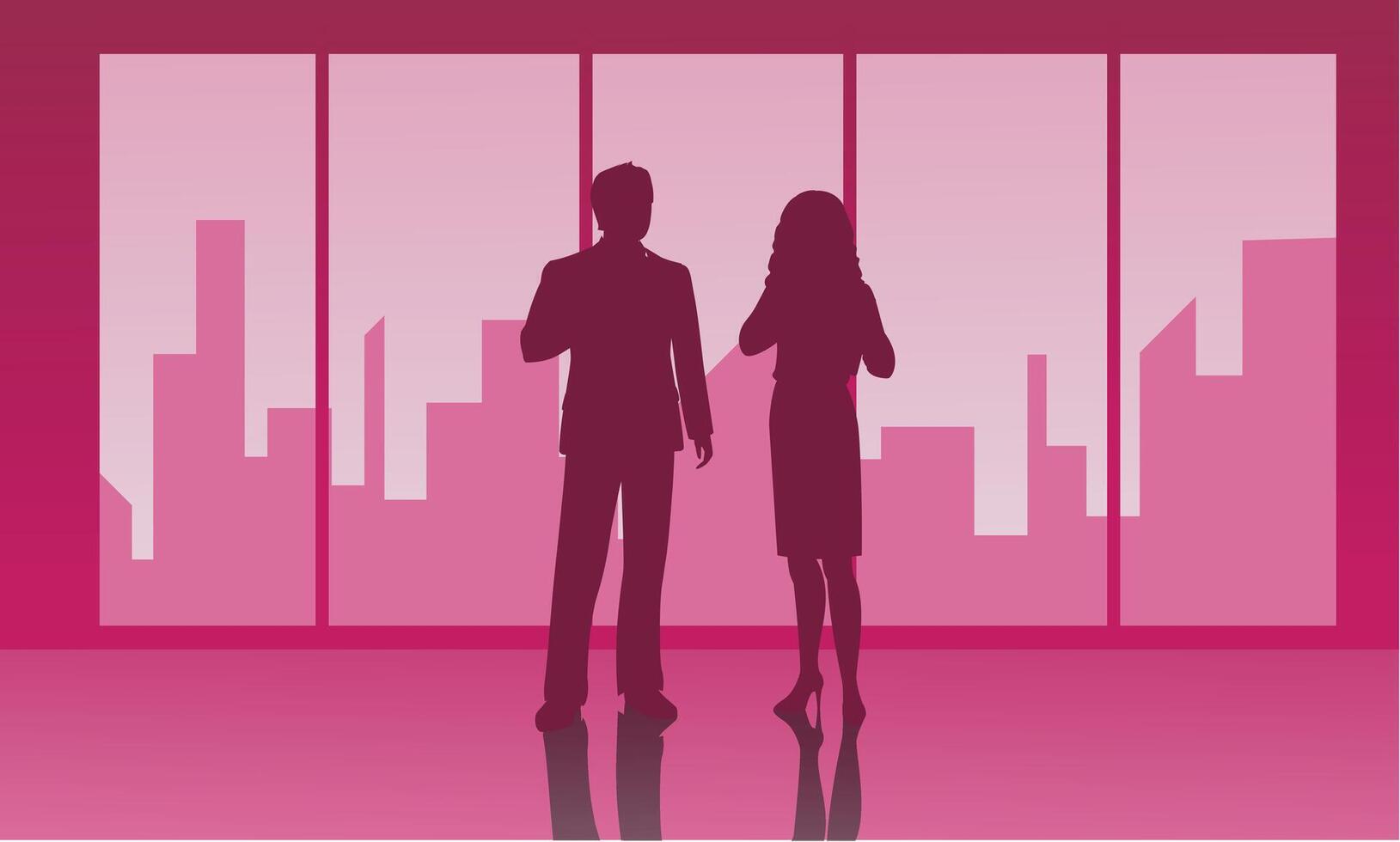Silhouettes of people one of which is a man and a woman vector