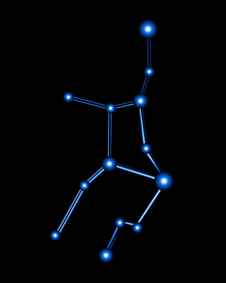 Vector isolated illustration of Virgo constellation with neon effect.