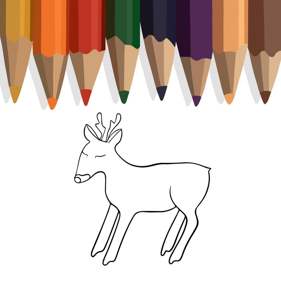 vector aislado ilustración de colorante libro con ciervo. un sencillo colorante página con un animal.