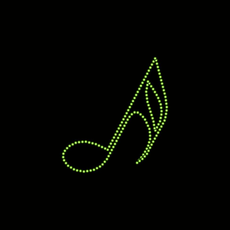 Vector isolated illustration of musical note. Neon music note icon. Musical art.