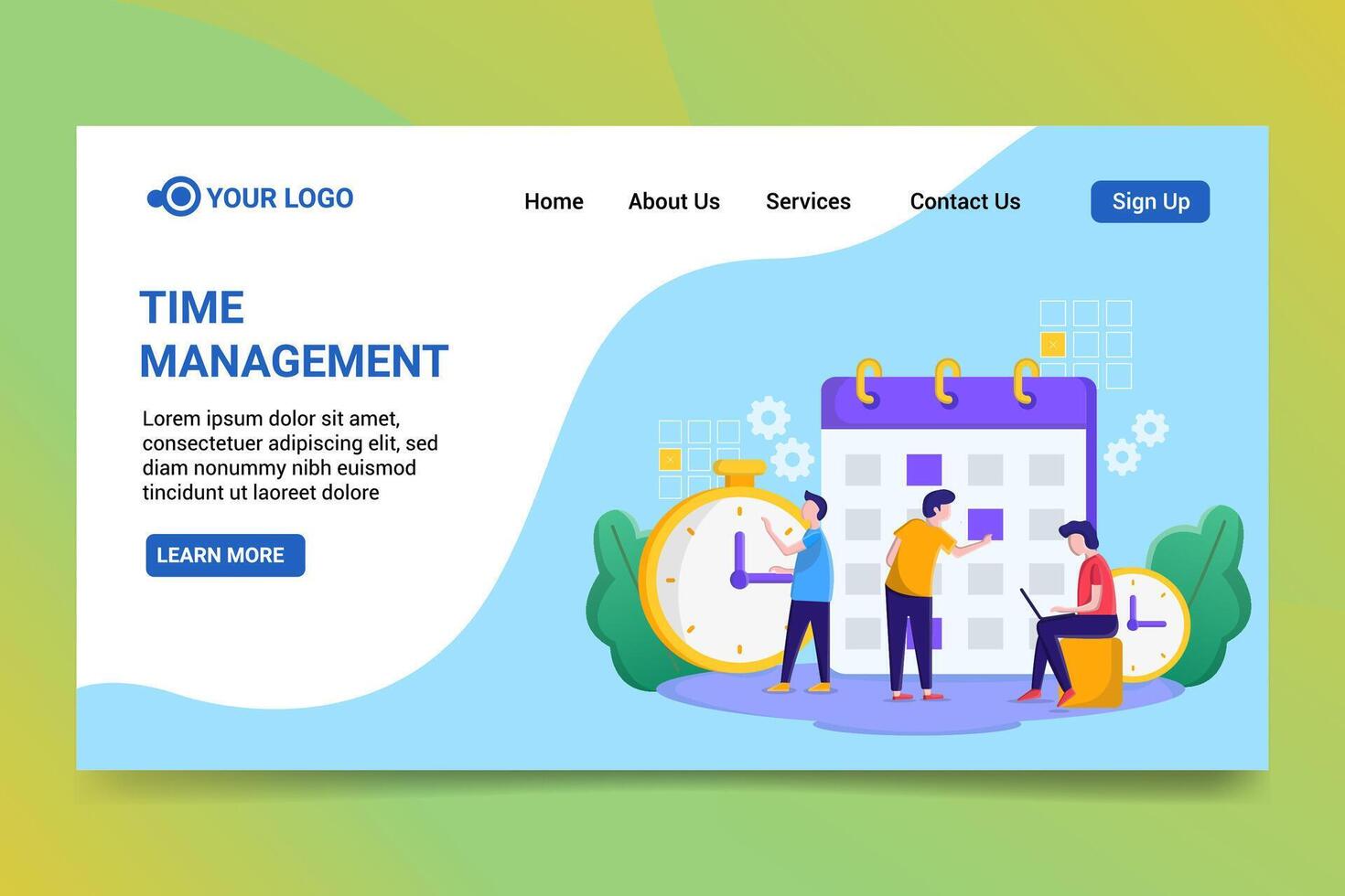 Time Management Vector in Flat Design Style