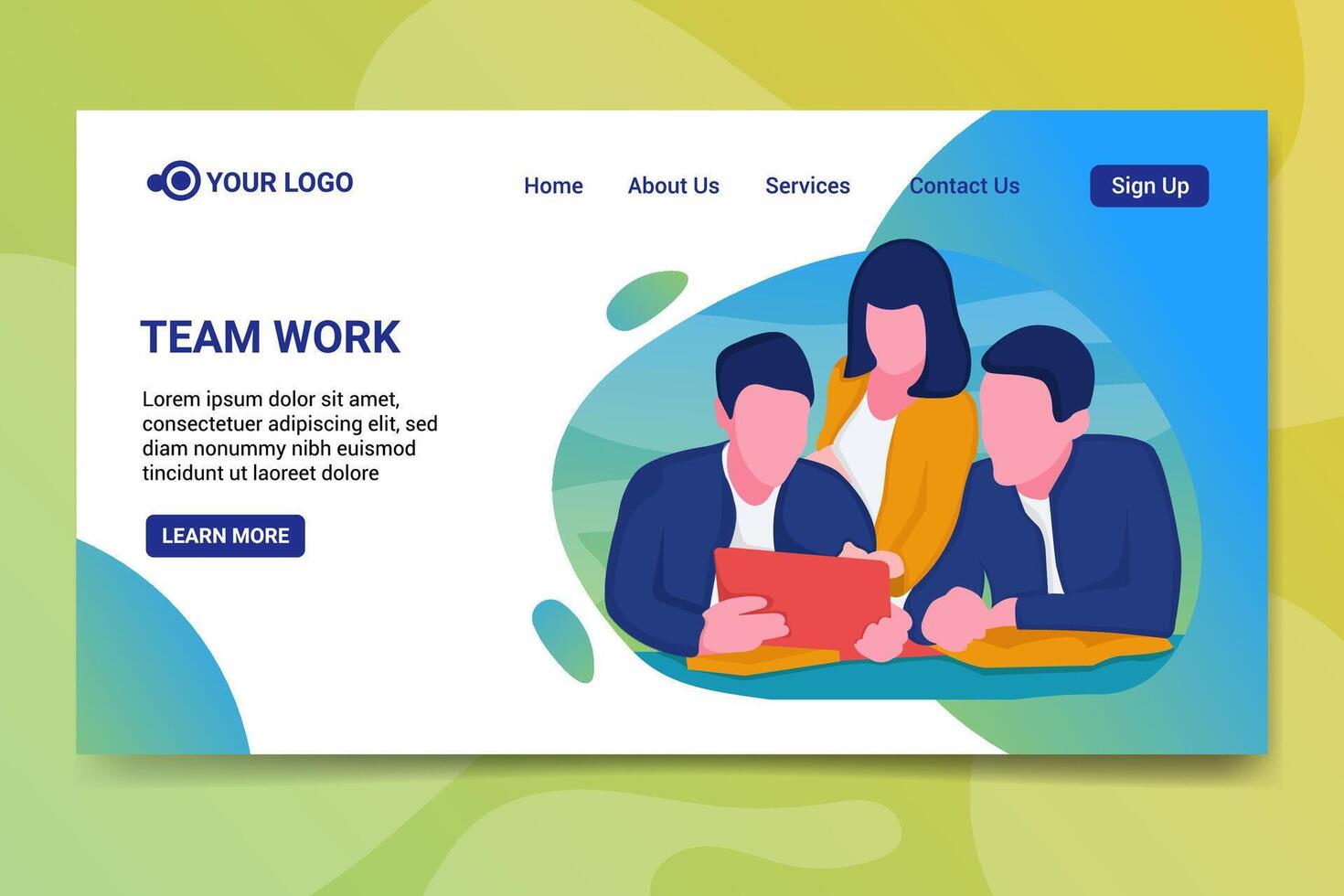 Team Work Vector in Flat Design Style