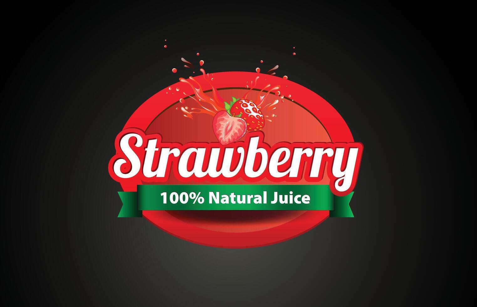 Strawberry Juice logo or label vector template
