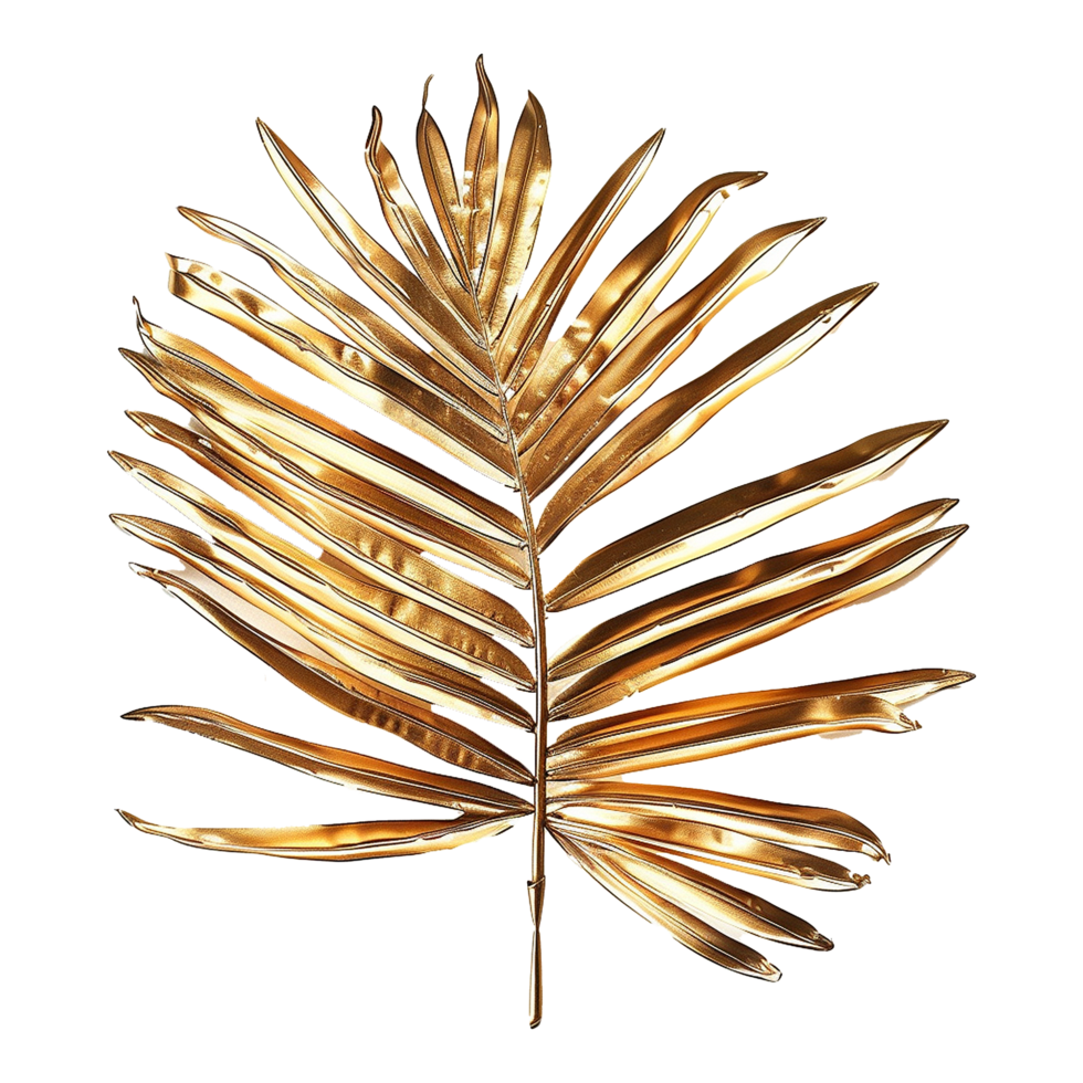 AI generated Golden palm leaf isolated on transparent background png