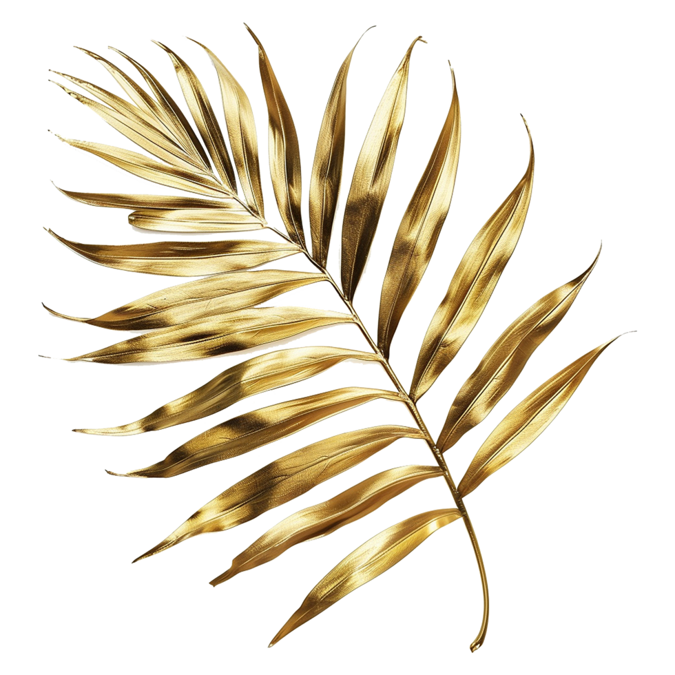 AI generated Golden palm leaf isolated on transparent background png
