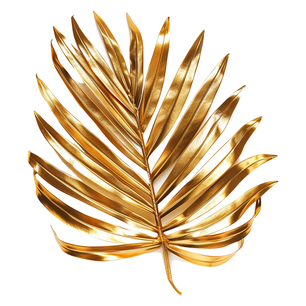 AI generated Golden palm leaf isolated on transparent background png