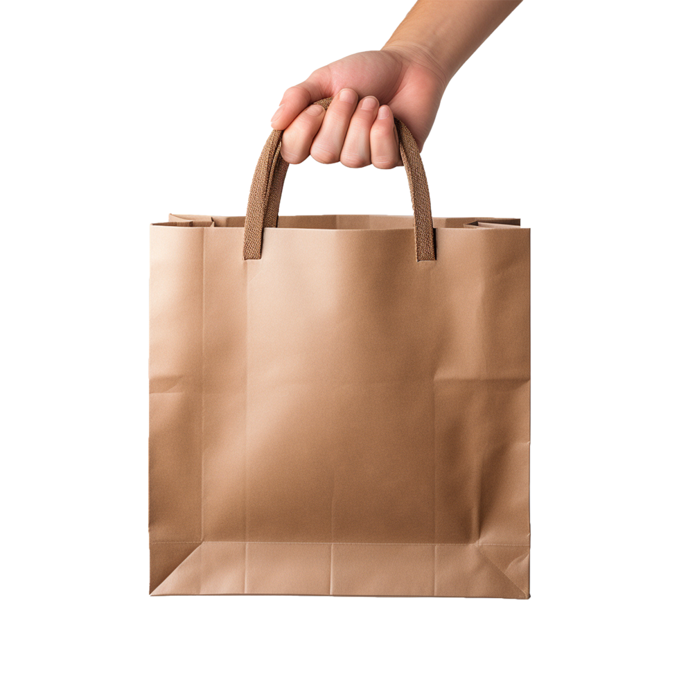 AI generated Hand holding shopping bag isolated on transparent background png