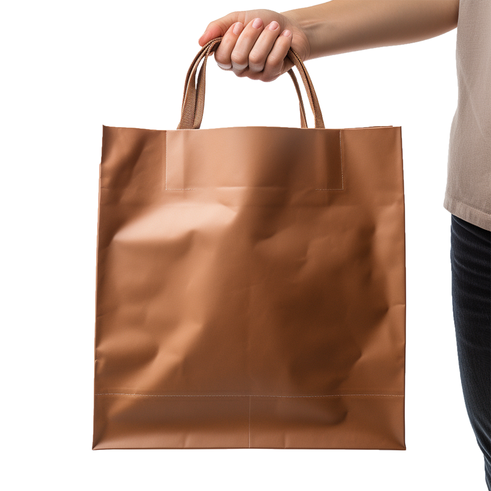 AI generated Hand holding shopping bag isolated on transparent background png