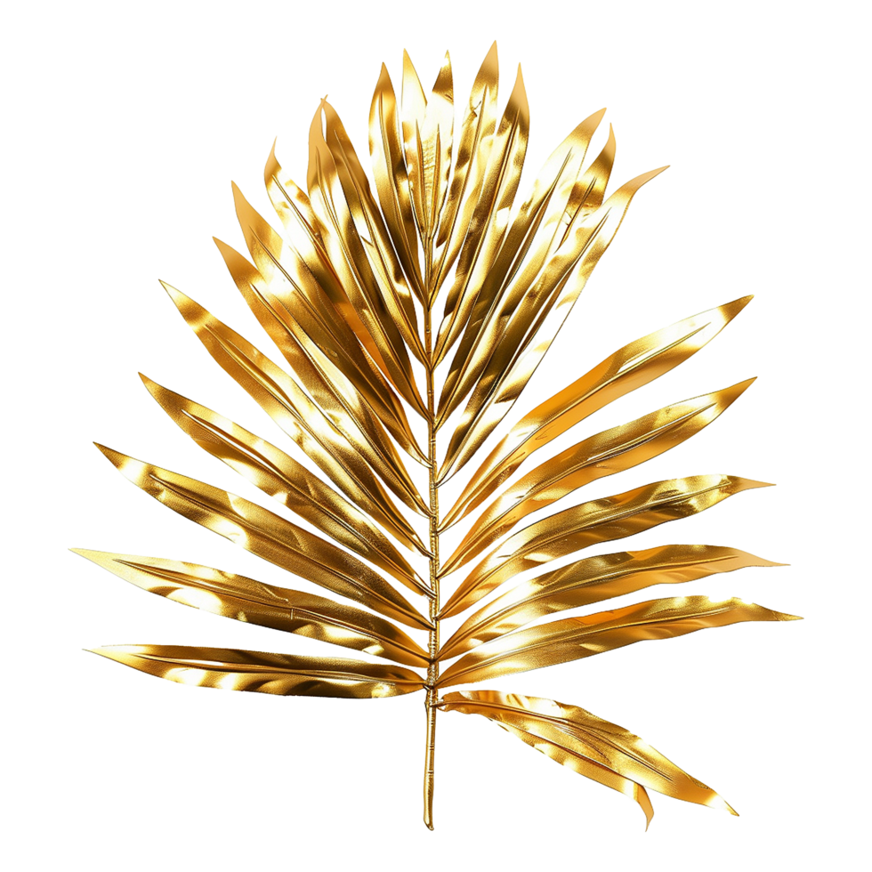 AI generated Golden palm leaf isolated on transparent background png