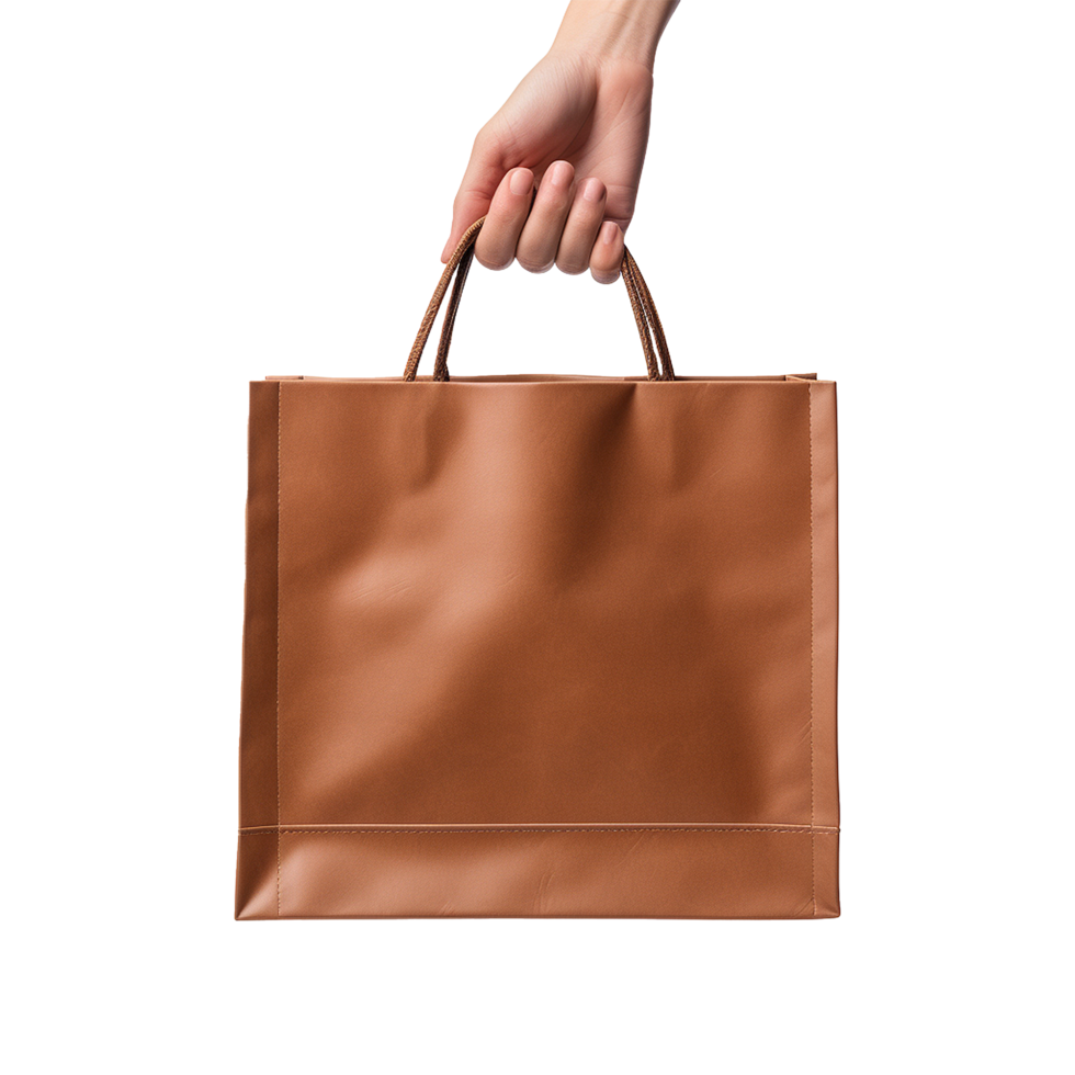 AI generated Hand holding shopping bag isolated on transparent background png