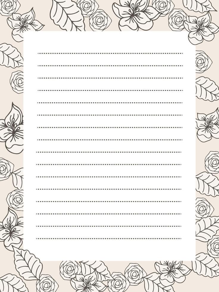 Printable Paper Noted Memo Templated Plant Floral vector