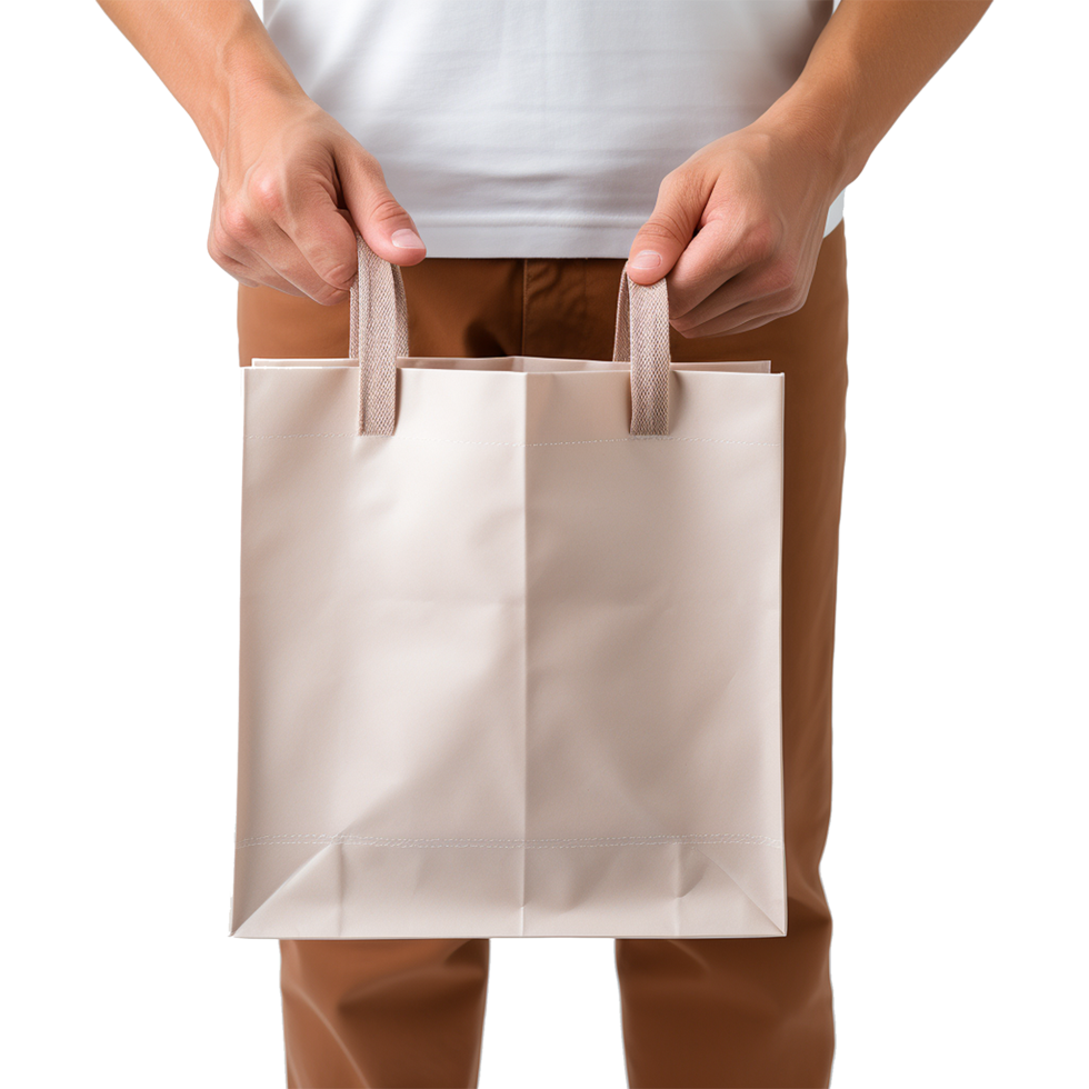 AI generated Hand holding shopping bag isolated on transparent background png
