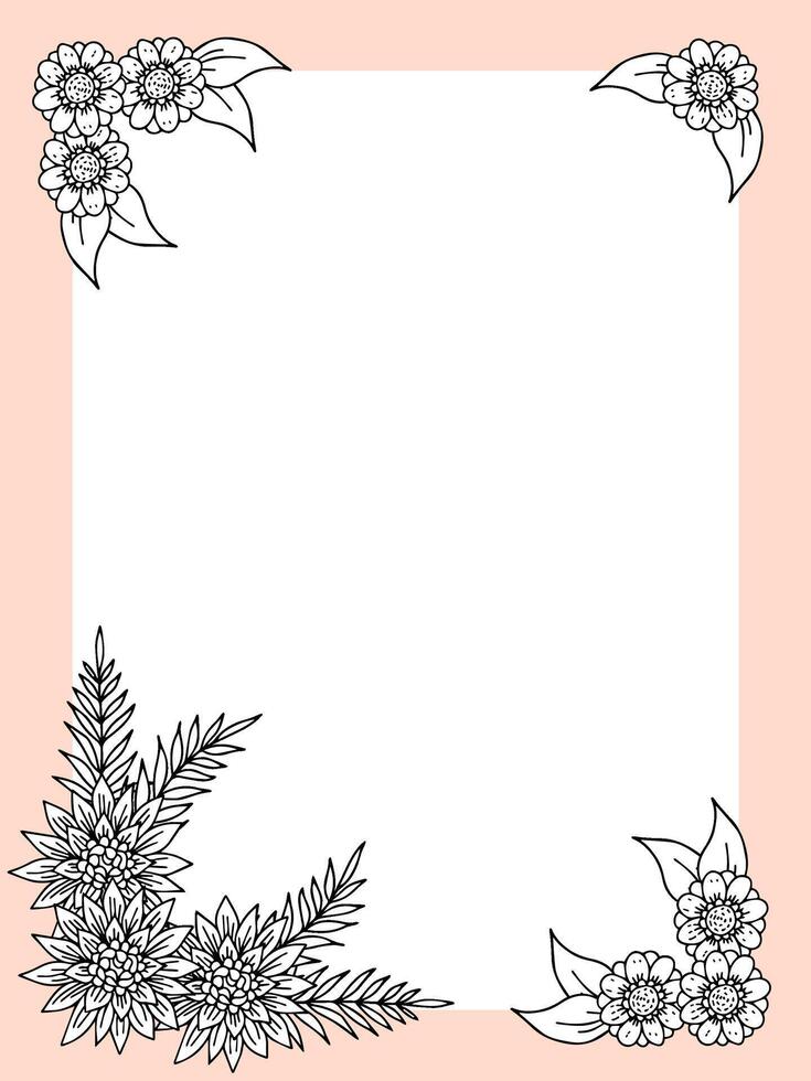 Border Frame Template Flower Plant Background vector