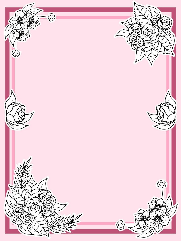 Border Frame Template Background Flower Rose vector