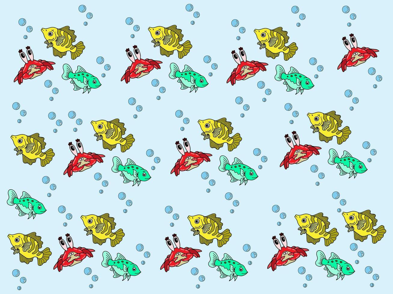 Design Background Pattern Ocean Fish Cute vector