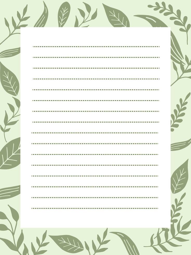 Printable Paper Noted Memo Templated Plant Floral vector
