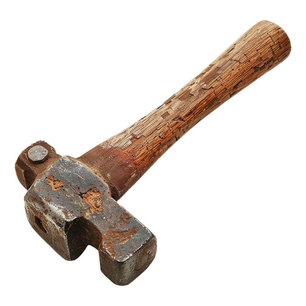 AI generated Rusty metal sledge hammer isolated on transparent background png