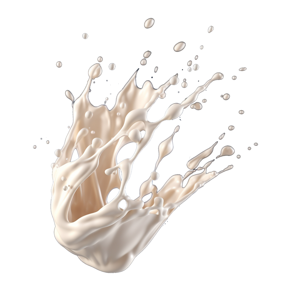 AI generated Milk splash with almonds isolated on transparent background png