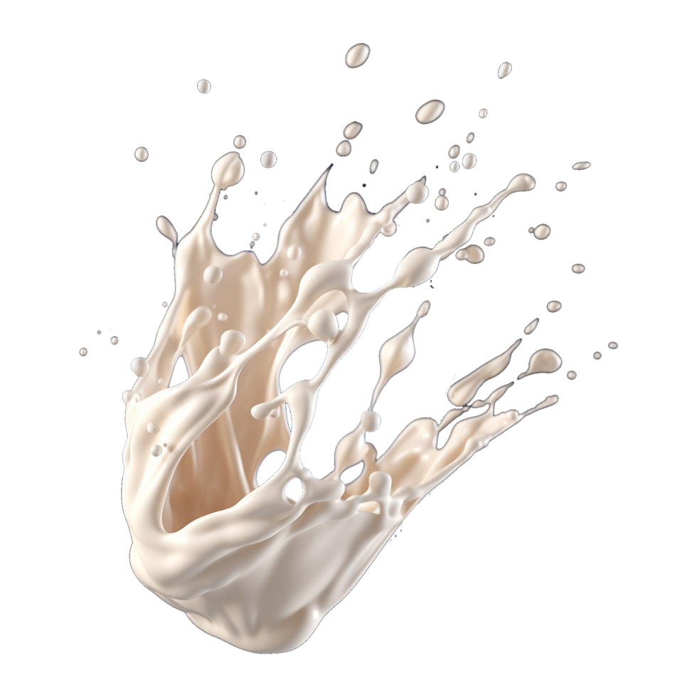 ai généré Lait éclaboussure avec amandes isolé sur transparent Contexte png