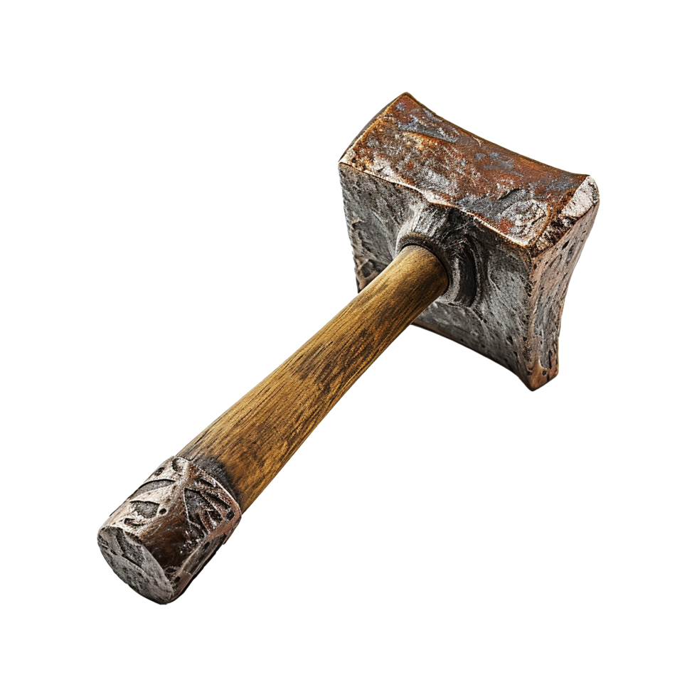 AI generated Rusty metal sledge hammer isolated on transparent background png