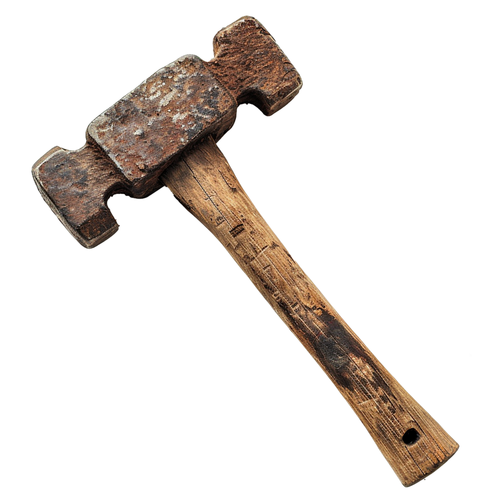 AI generated Rusty metal sledge hammer isolated on transparent background png