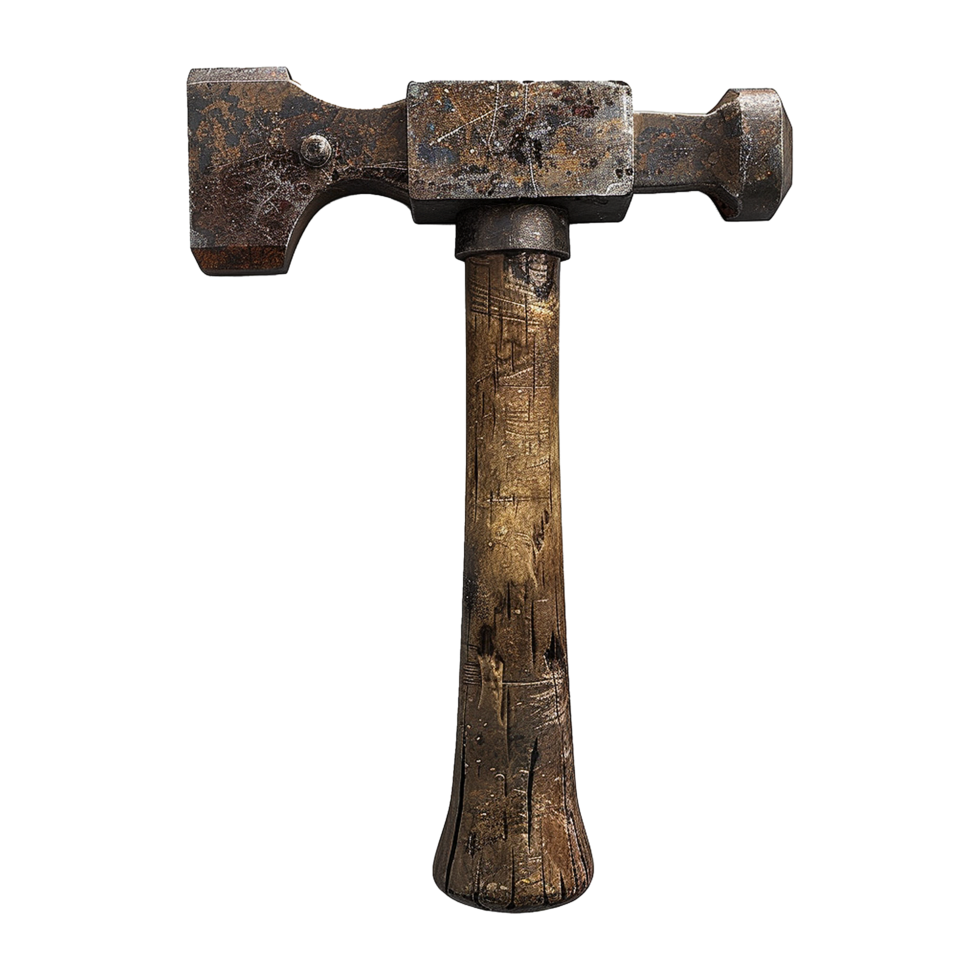 AI generated Rusty metal sledge hammer isolated on transparent background png