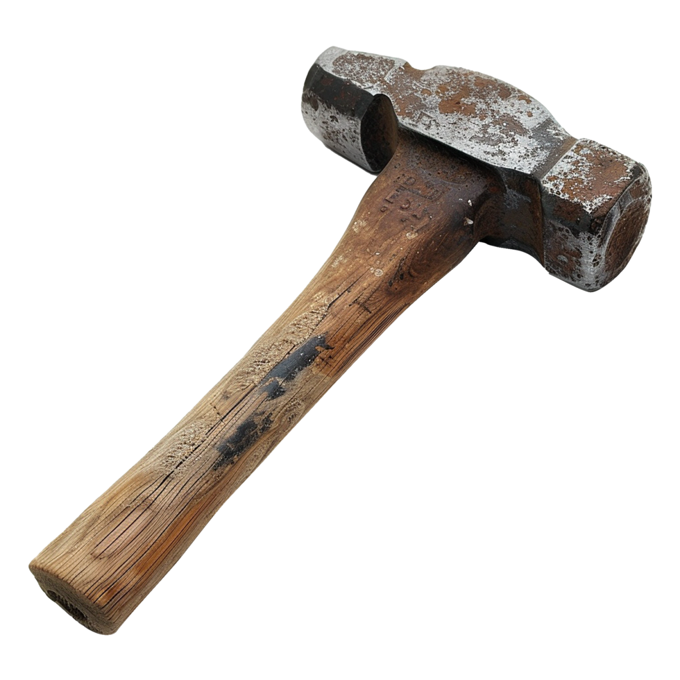 AI generated Rusty metal sledge hammer isolated on transparent background png