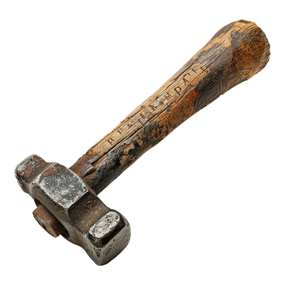 AI generated Rusty metal sledge hammer isolated on transparent background png