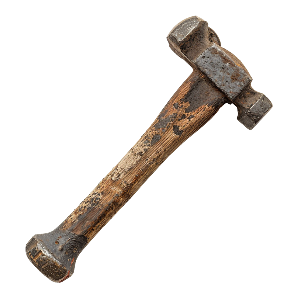 AI generated Rusty metal sledge hammer isolated on transparent background png