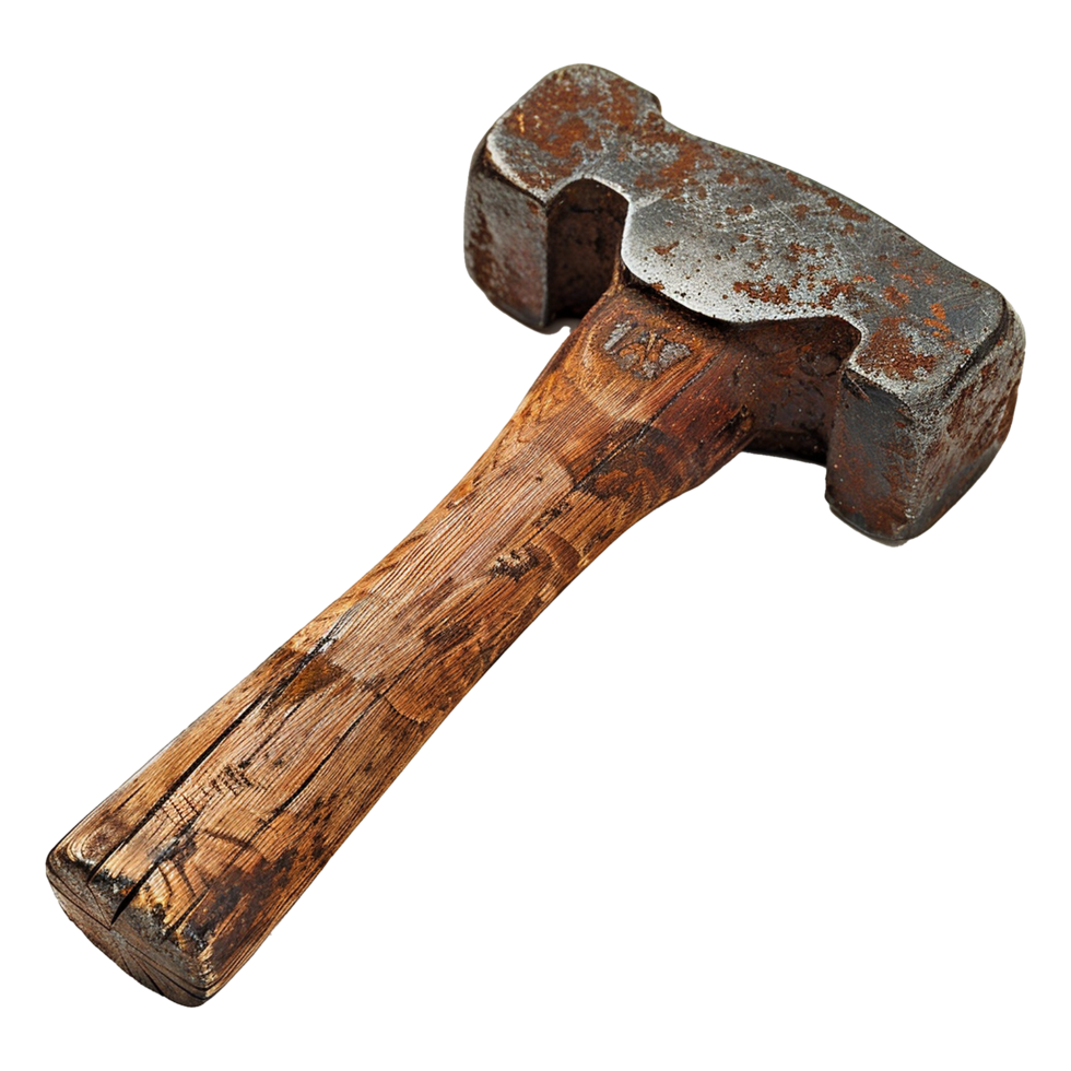 AI generated Rusty metal sledge hammer isolated on transparent background png