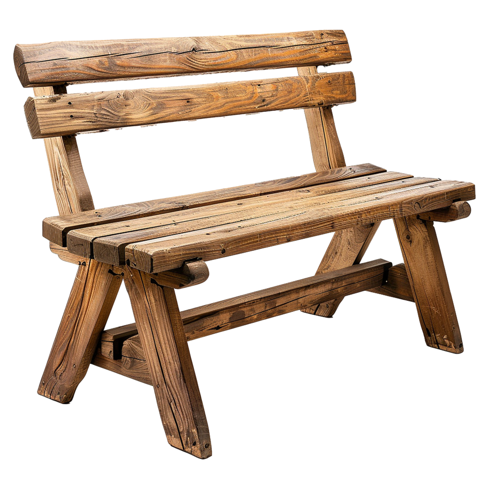 AI generated Wooden park bench isolated on transparent background png