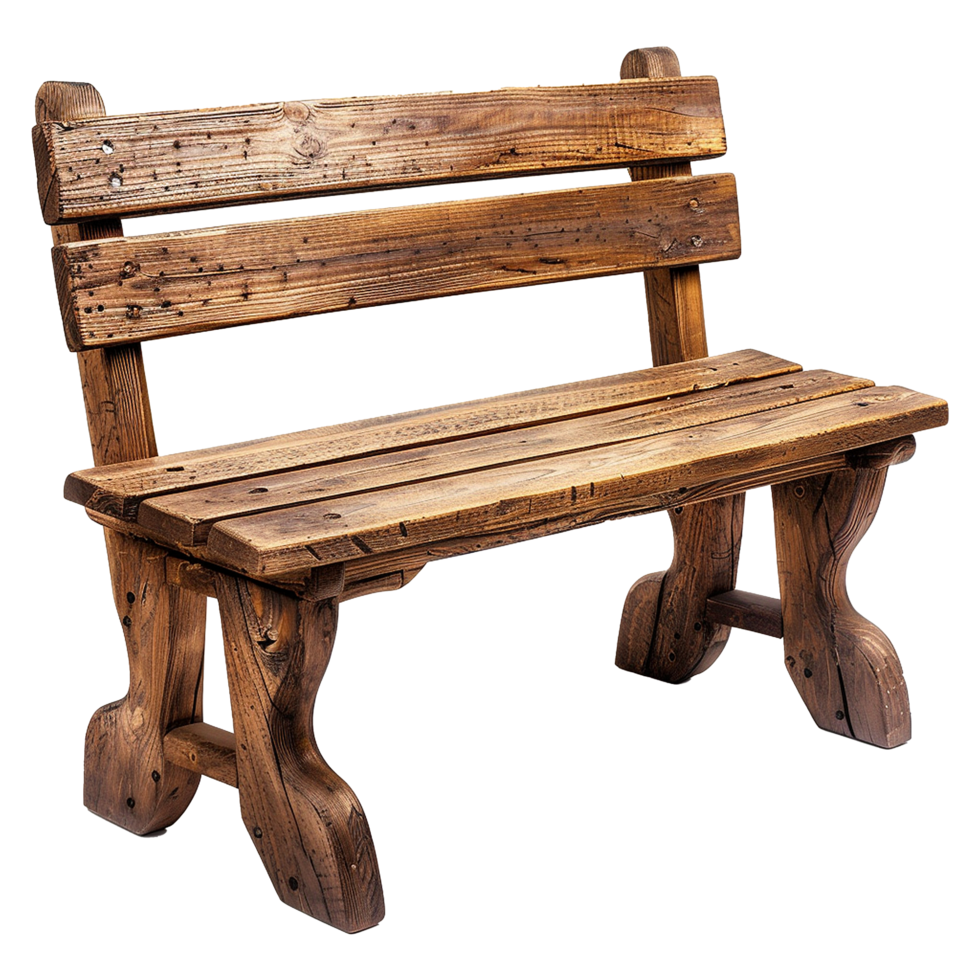 AI generated Wooden park bench isolated on transparent background png