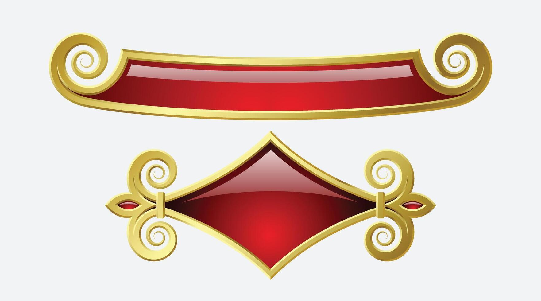 Red ribbons with gold collection vector