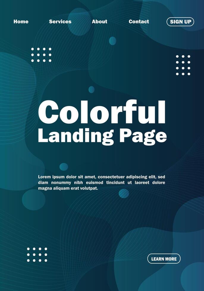 Colorful gradient landing page design vector