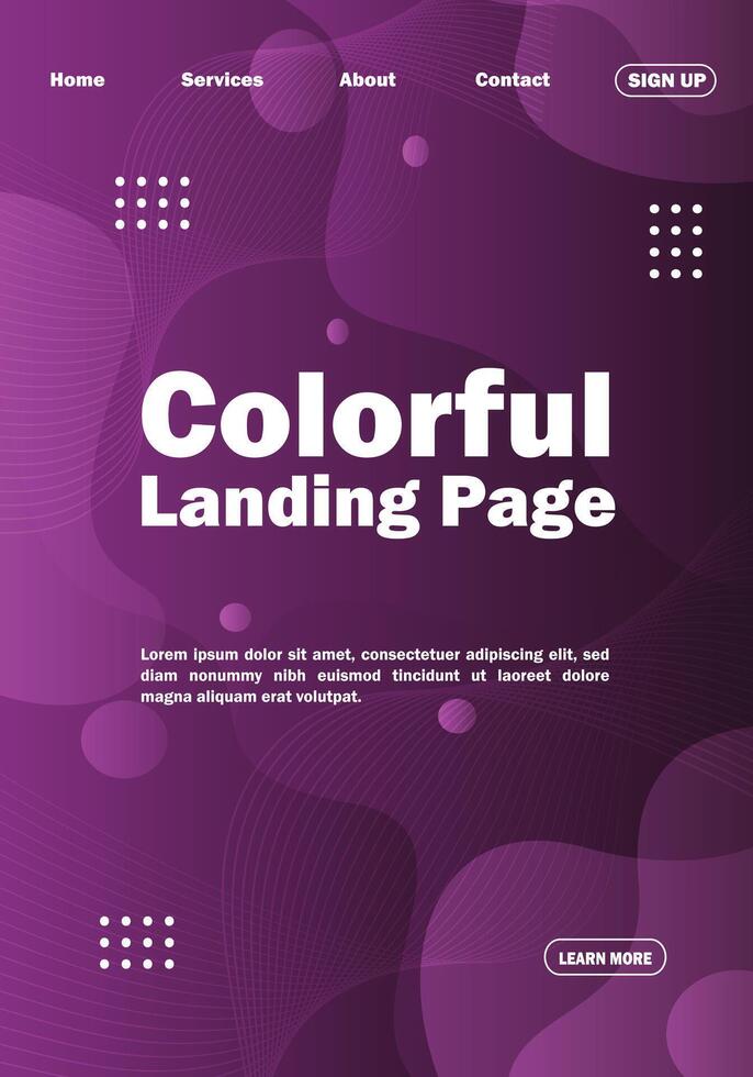 Colorful gradient landing page design vector