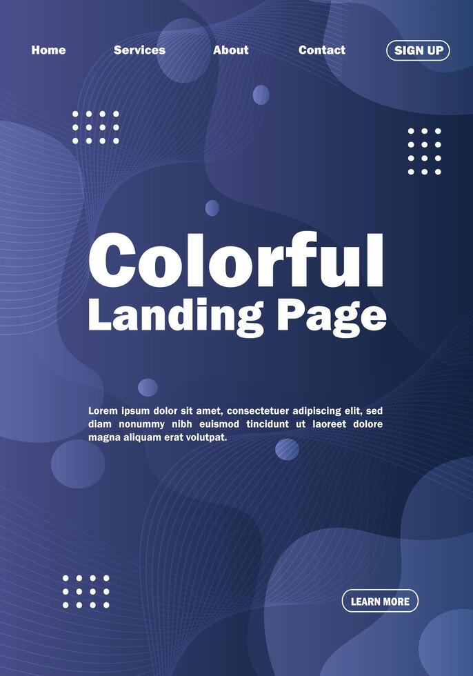 Colorful gradient landing page design vector