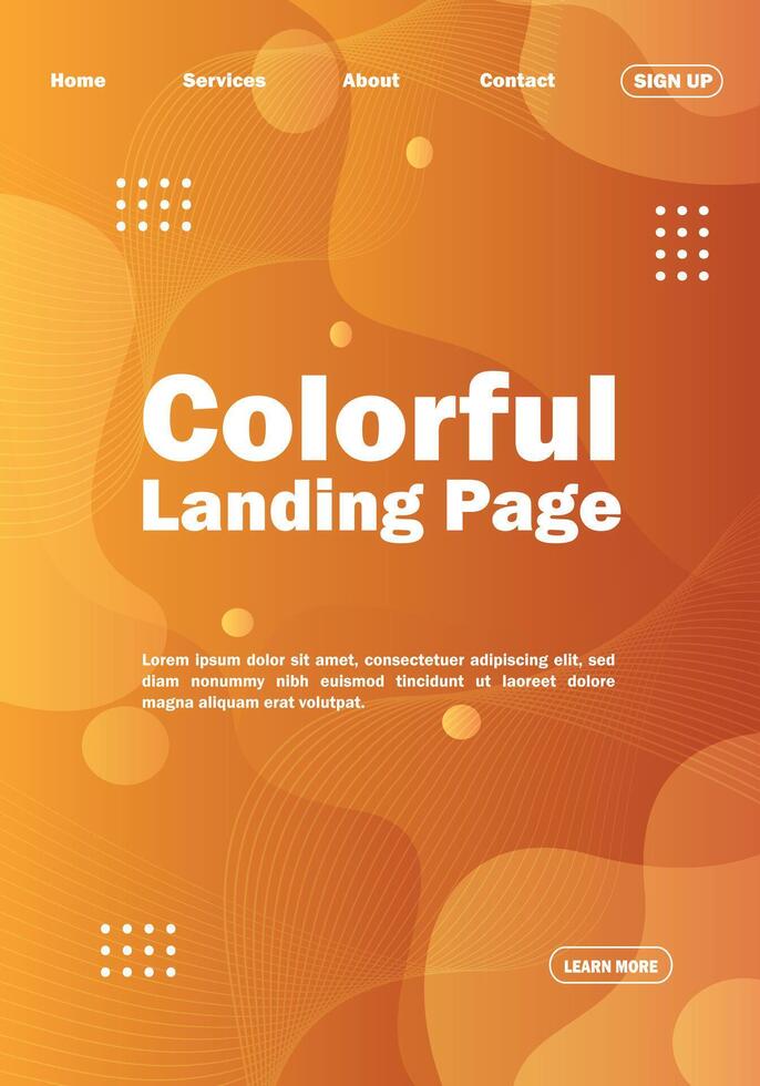 Colorful gradient landing page design vector