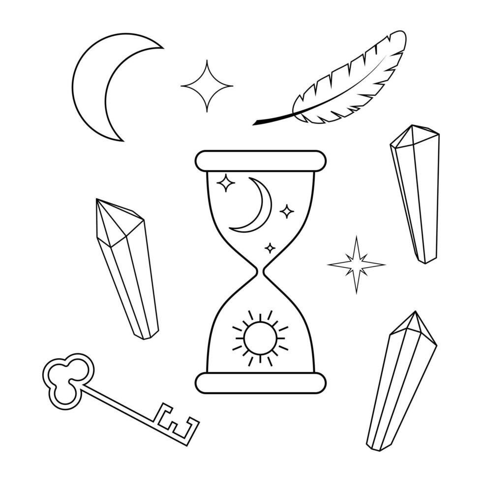 hourglass and crystals vector