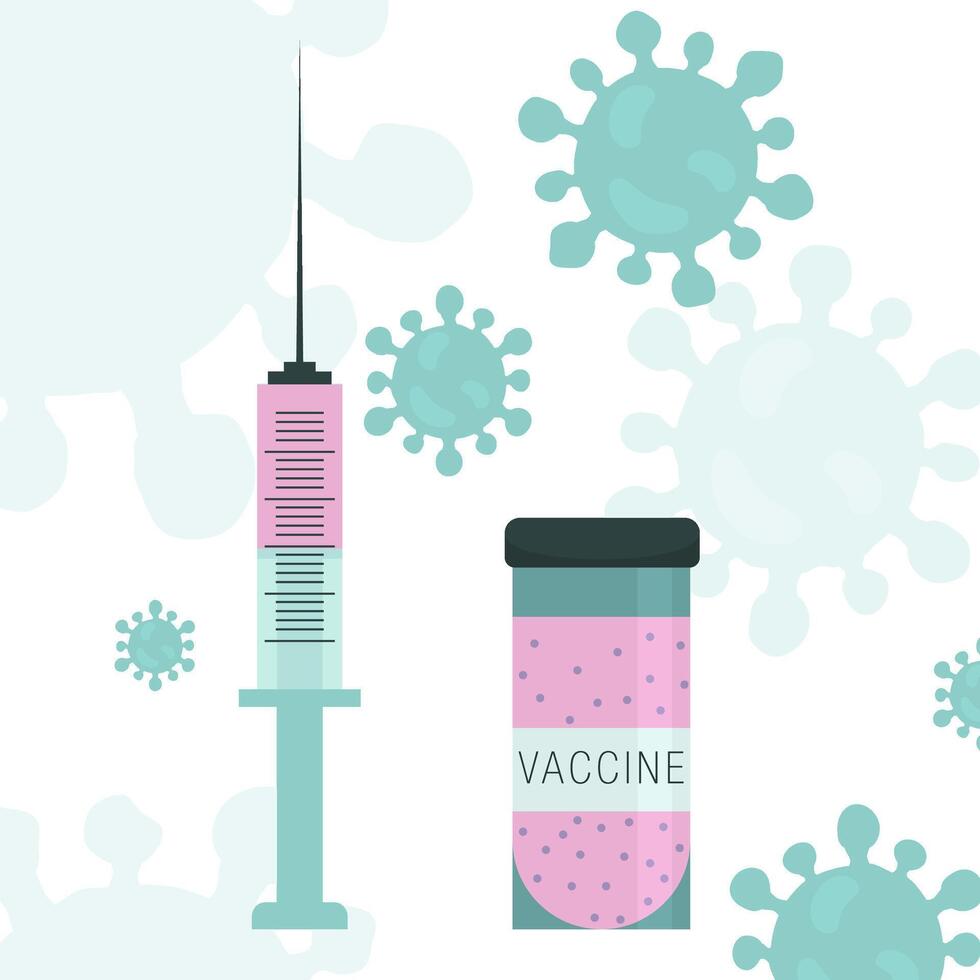 syringe and bottle with vaccine vector