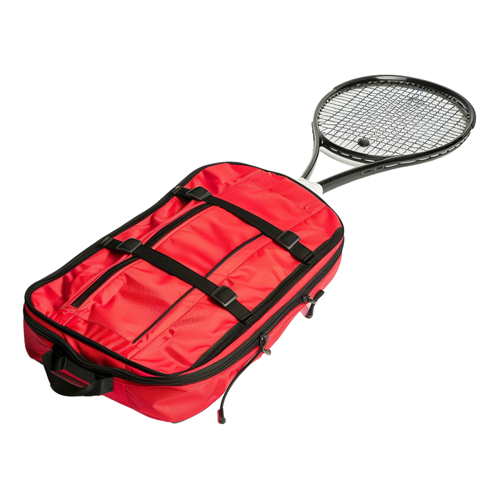 ai generado tenis raqueta bolso aislado en transparente antecedentes png