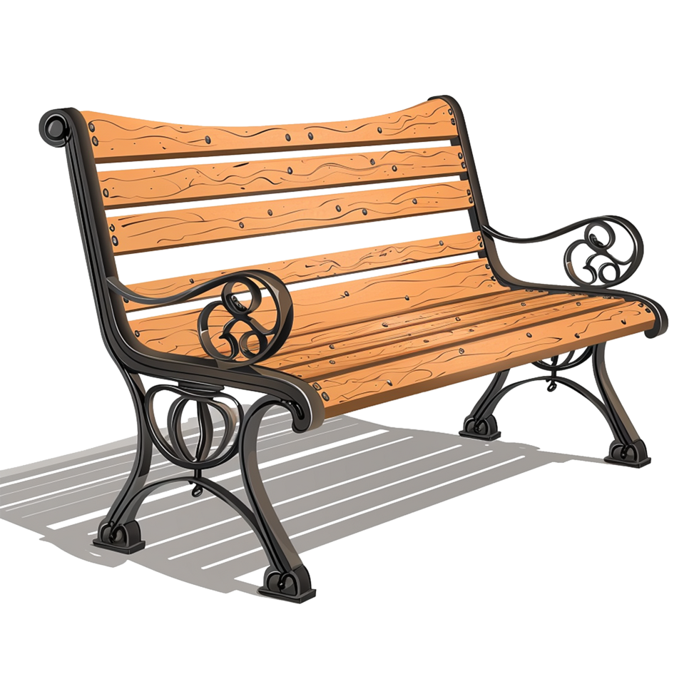 AI generated Wooden park bench isolated on transparent background png