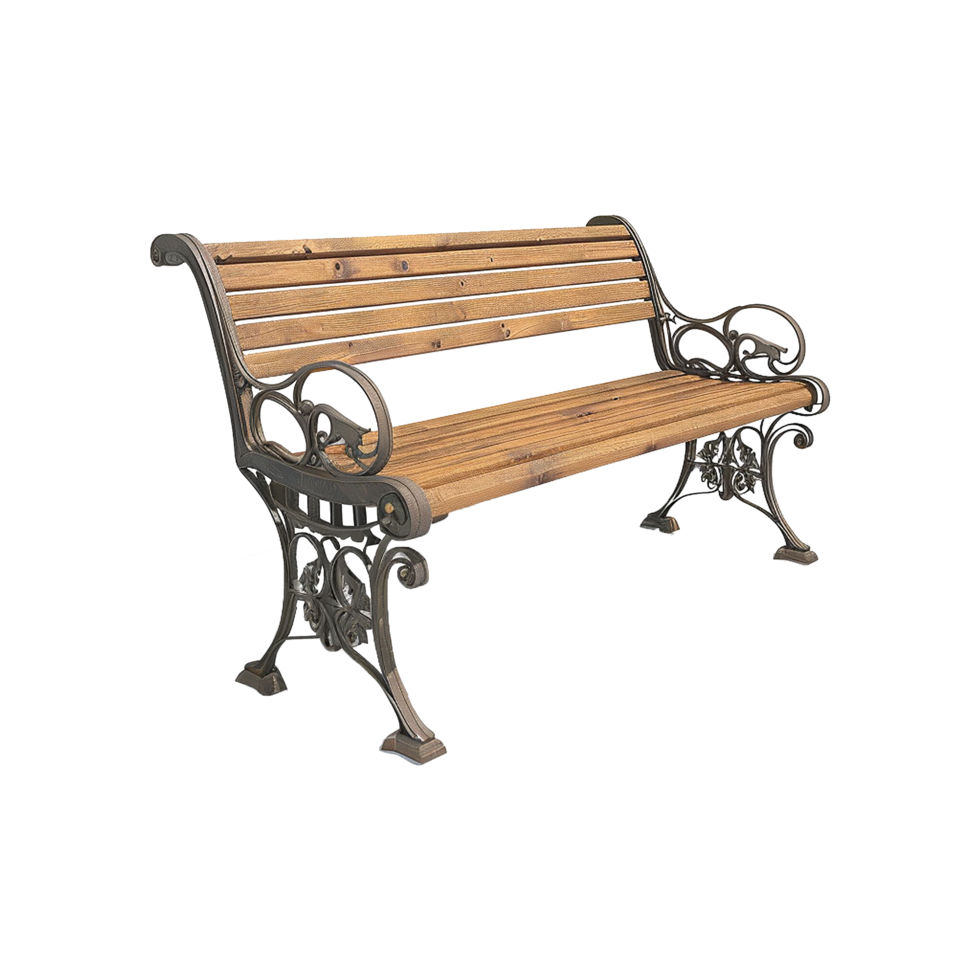 AI generated Wooden park bench isolated on transparent background png