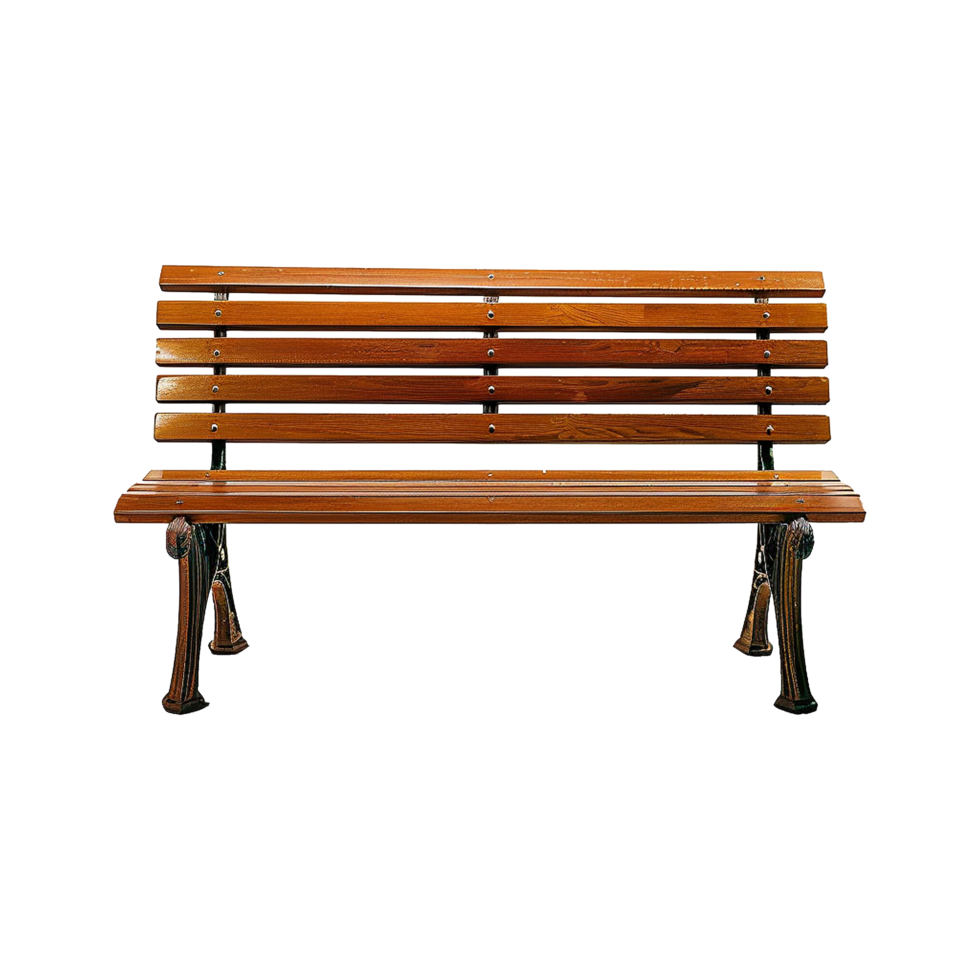 AI generated Wooden park bench isolated on transparent background png