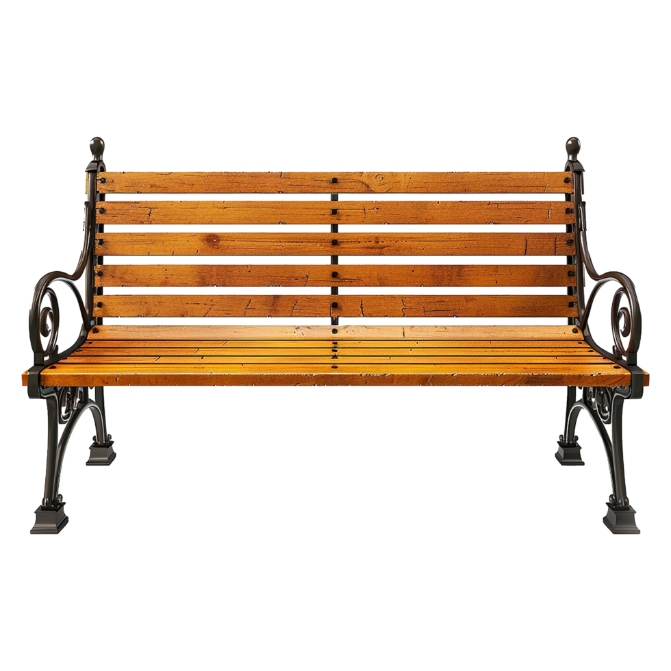 AI generated Wooden park bench isolated on transparent background png