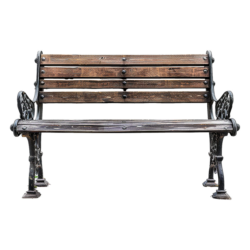 AI generated Wooden park bench isolated on transparent background png