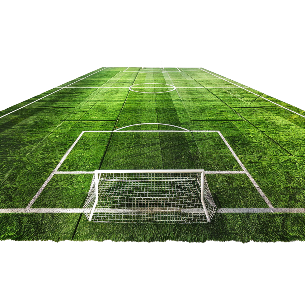 AI generated Soccer field with gate isolated on transparent background png